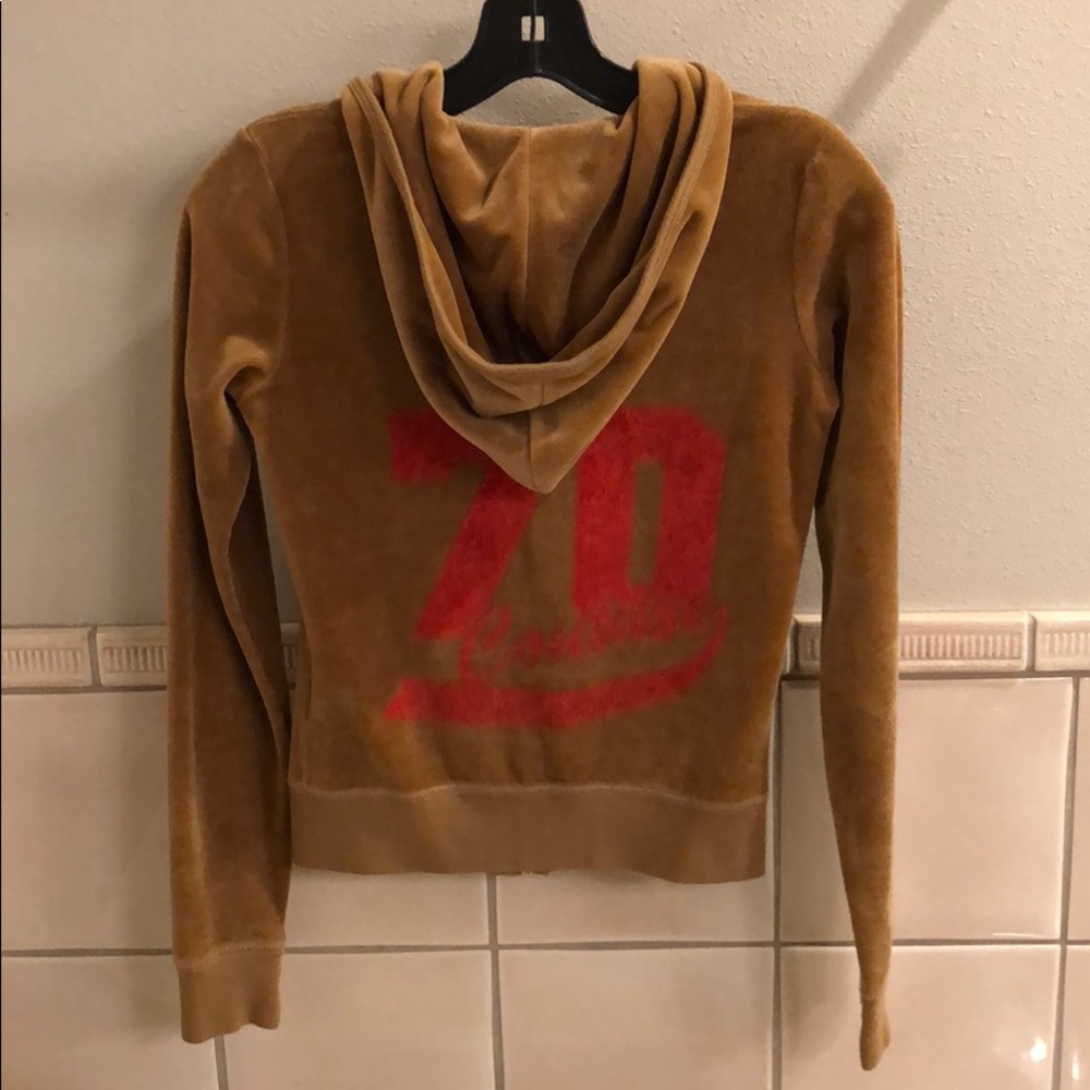 Vintage new Juicy Couture mustard American Princess crop velour hoodie sweater